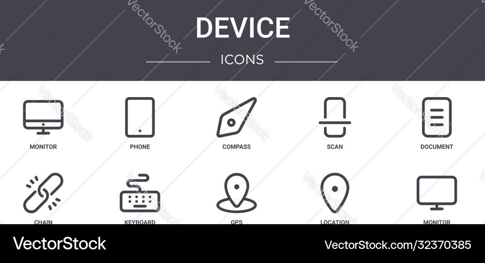 Gerätekonzept Line Icons Set enthält Vektorbild