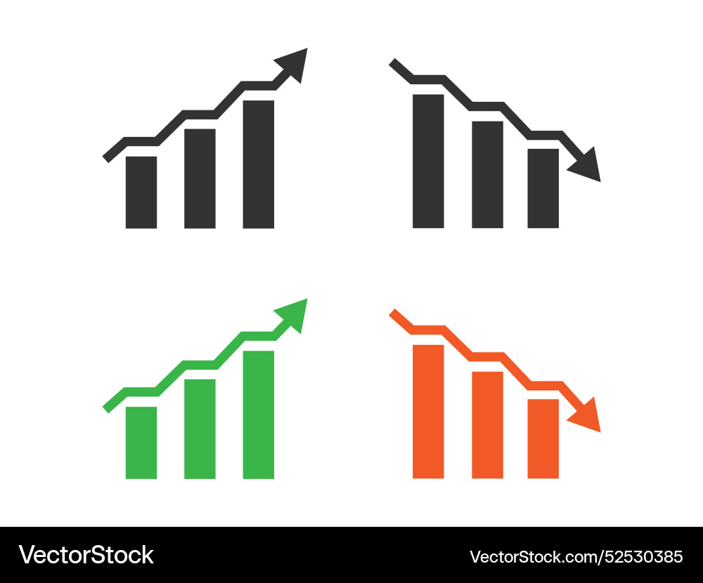 Graph chart going up and down sign arrows flat Graph chart going up and down sign arrows flat vector image