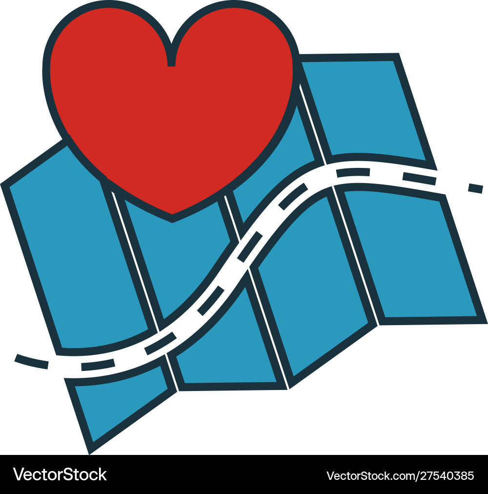 Honeymoon map icon set four elements in different vector image