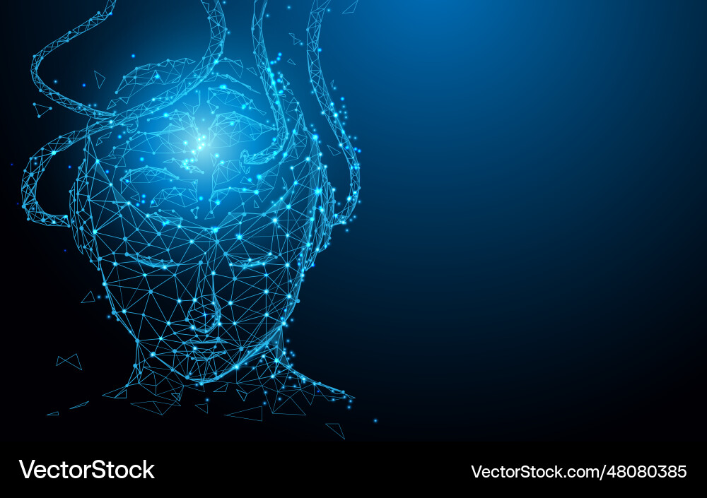 Human head form lines triangles and particle vector image