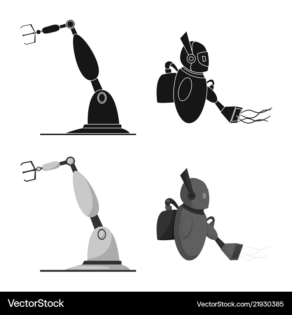 Isolated object of robot and factory icon Isolated object of robot and factory icon vector image