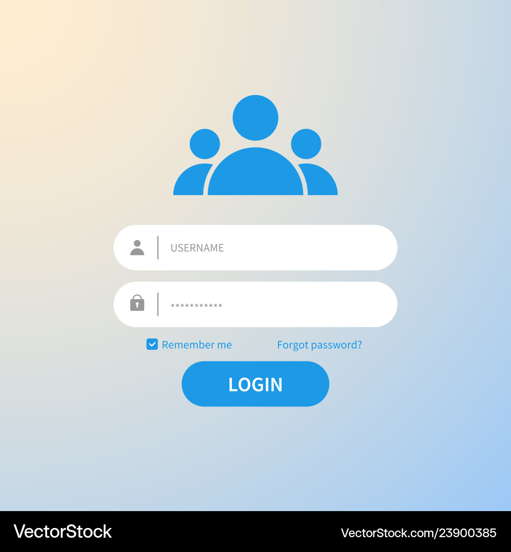 Login Form - Account Registration vector image