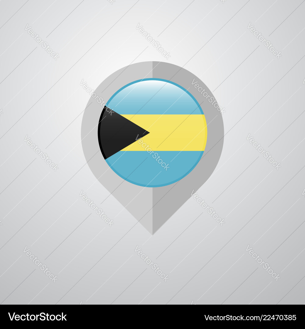 Map navigation pointer with bahamas flag design Vector Image
