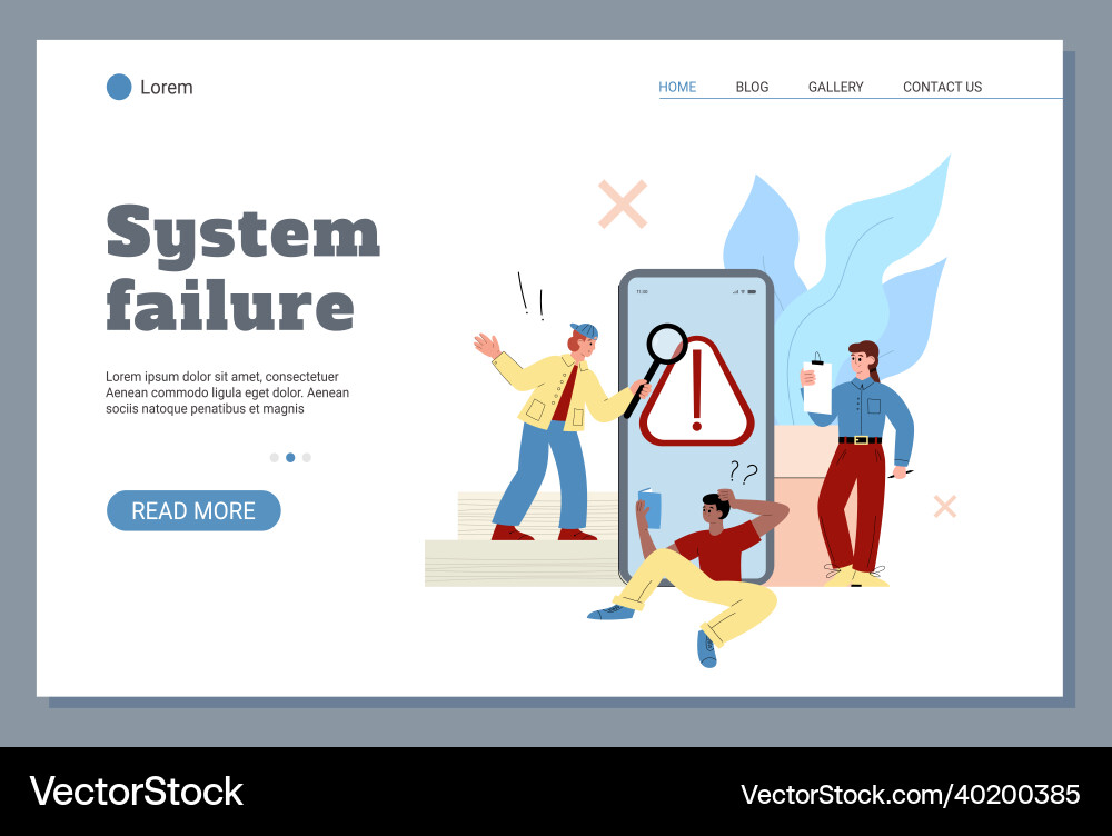 Mobile app operating system error web banner Mobile app operating system error web banner Vector Image