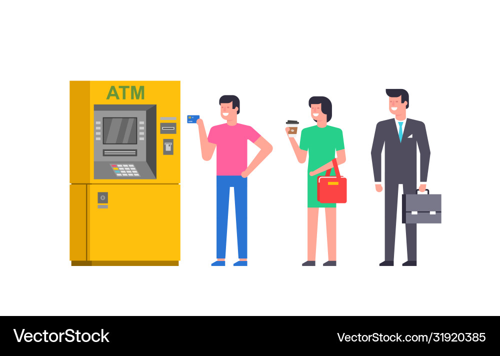 Queue to atm Vector Image
