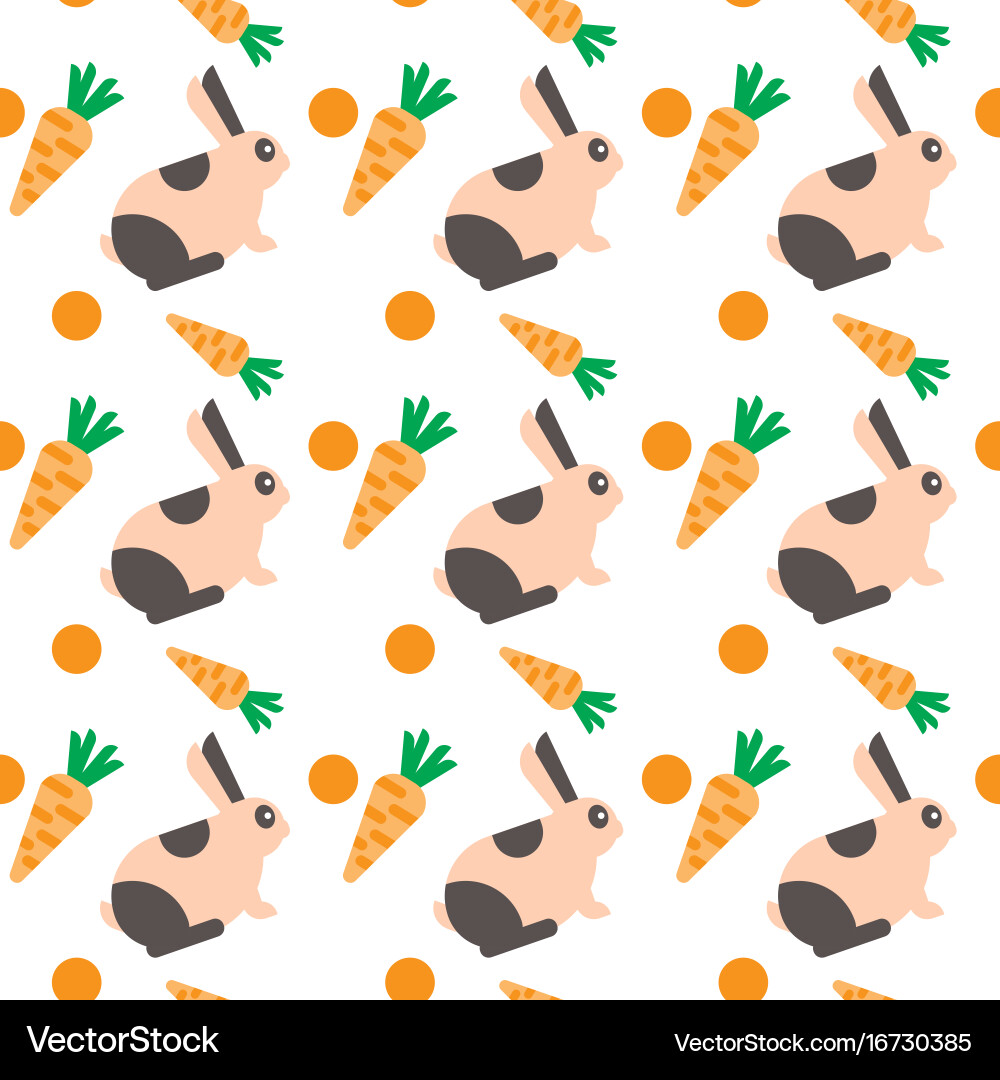 Rabbit with carrot seamless pattern abstract vector image