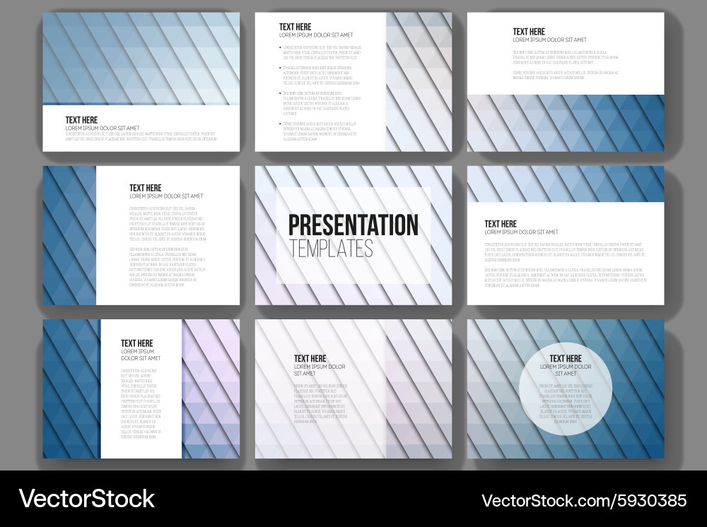 Set of 9 templates for presentation slides vector image