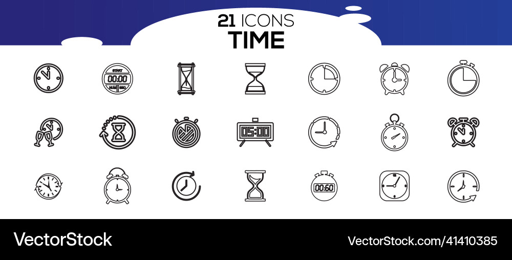 Simple set of time related line icons Vector Image