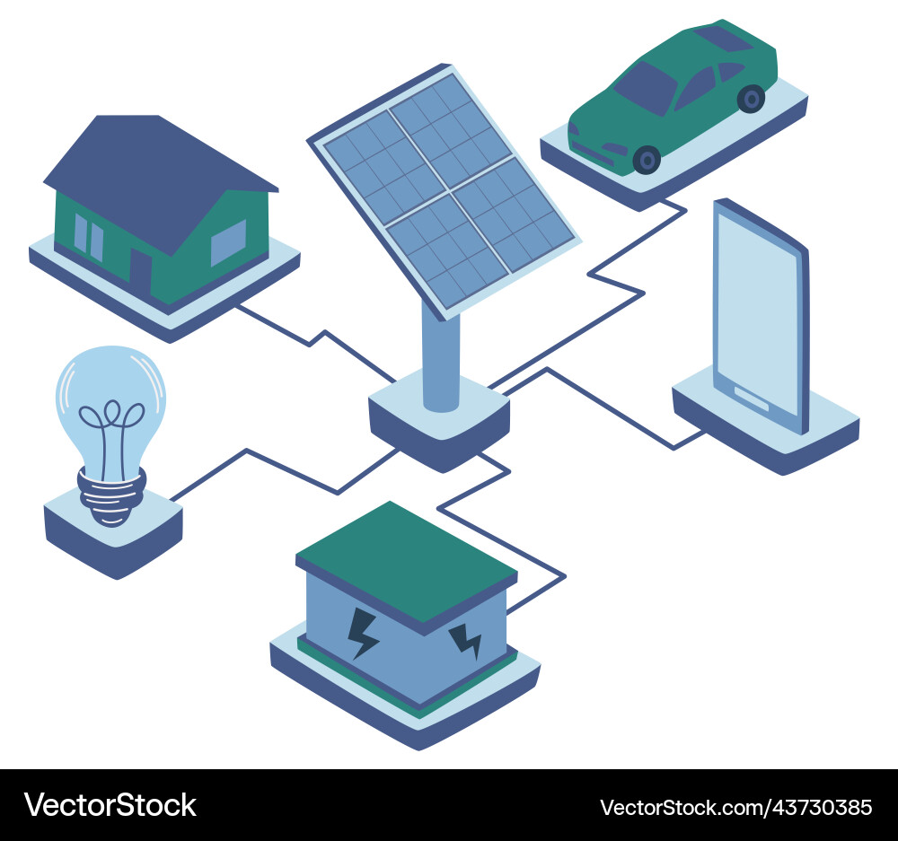 Solar Panels Charging Home Vector Image