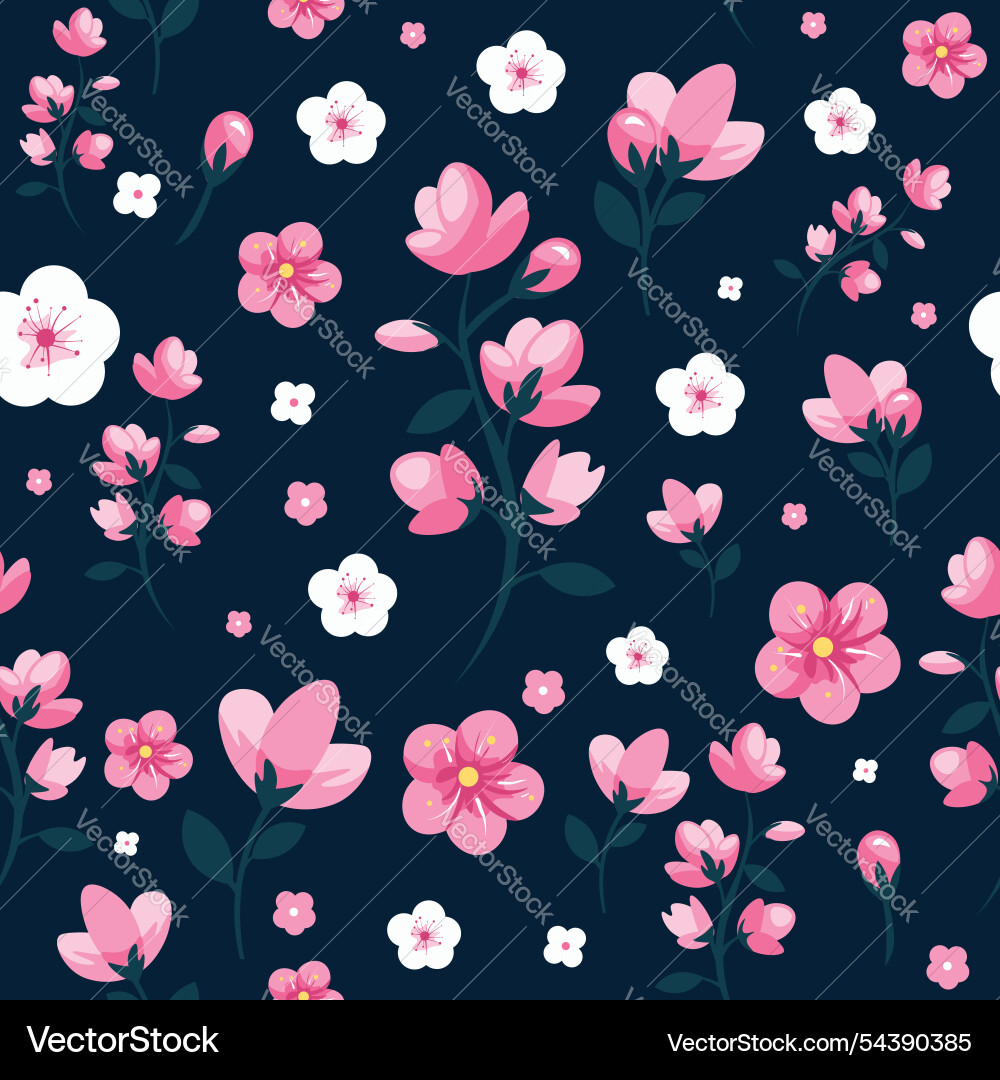 Spring seamless pattern with sakura flowers Spring seamless pattern with sakura flowers Vector Image