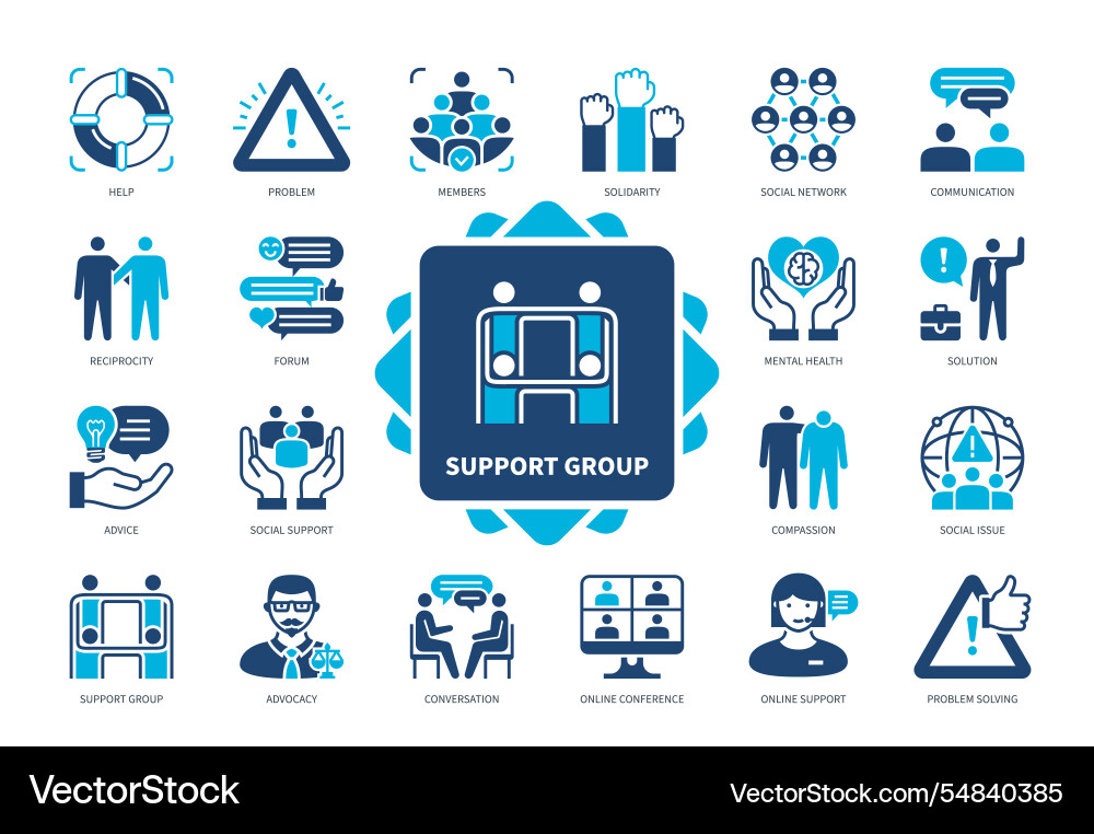 Support Group Icon Set - Solid Colors vector image