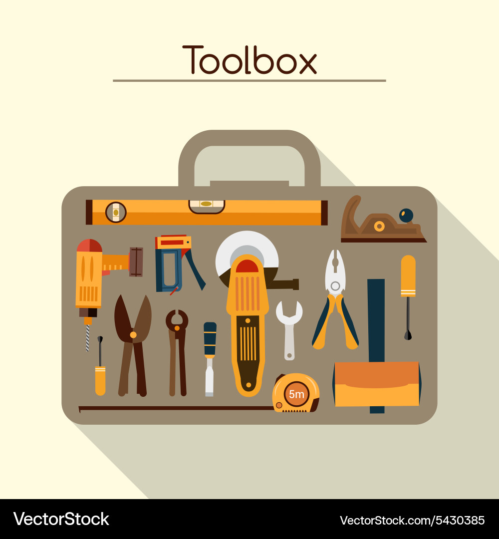 Toolbox with Various Tools vector image