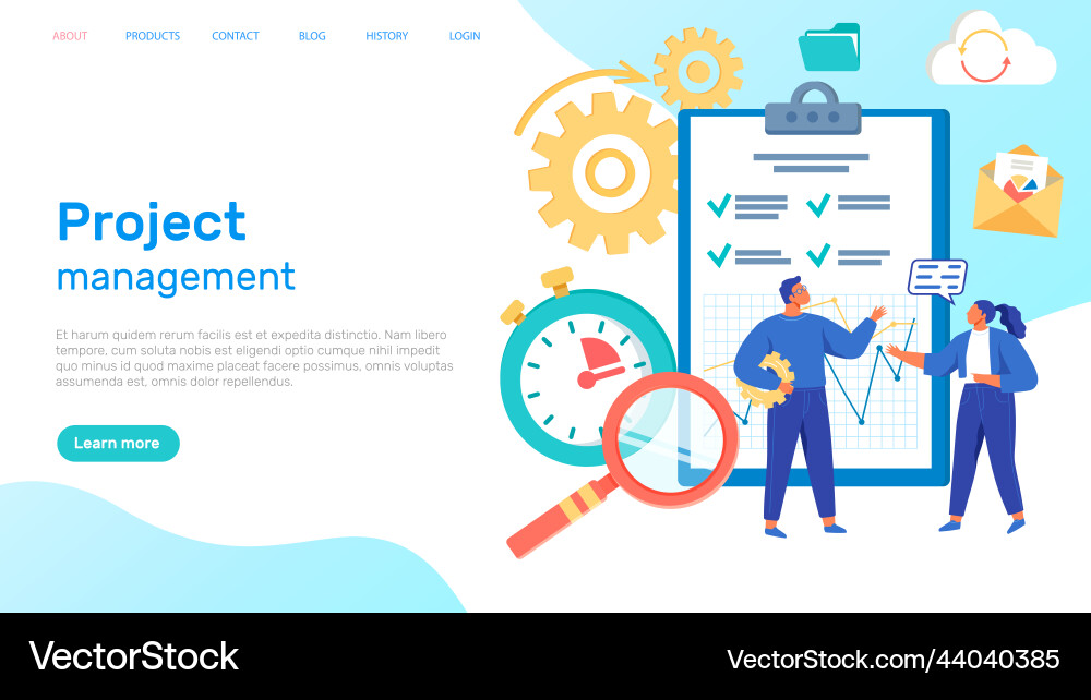 Website for project management web page template vector image
