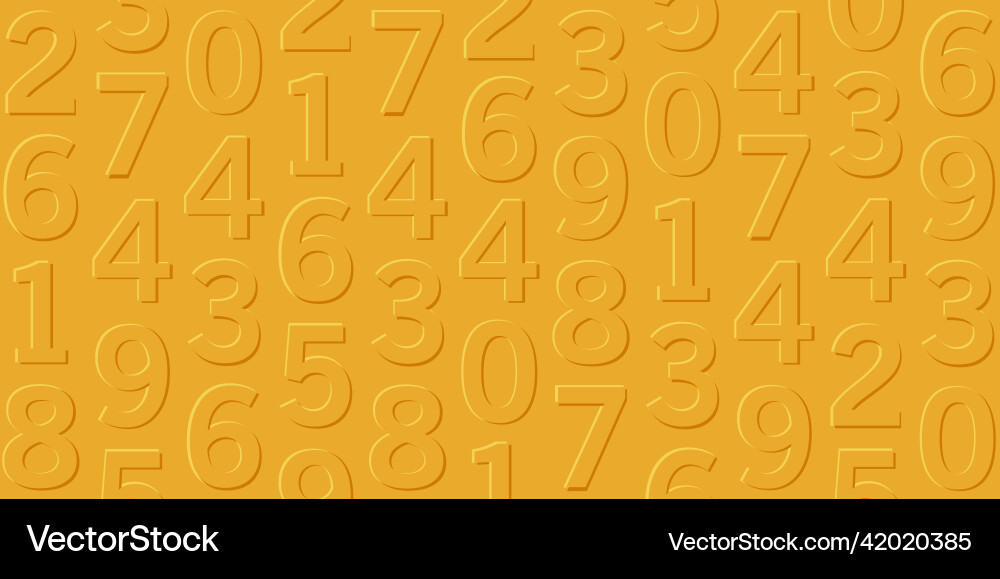 Yellow pattern with volume 3d numbers Yellow pattern with volume 3d numbers vector image