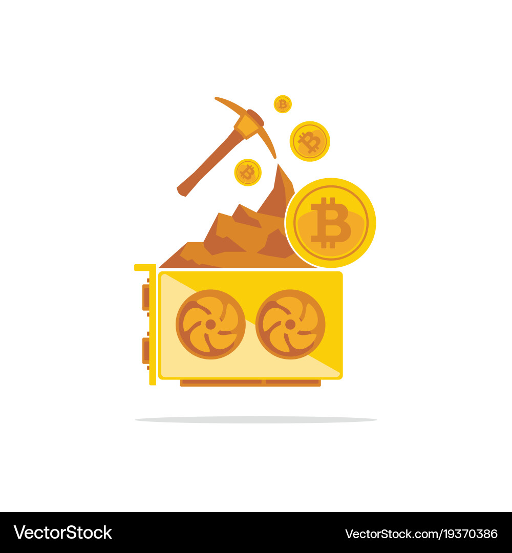 Bitcoin Mining Farm with Pickaxe vector image