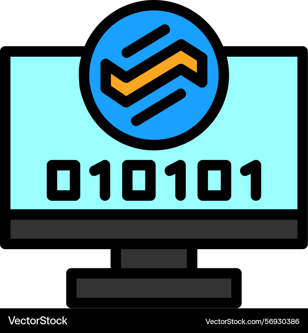 Byte wave line filled style icon design vector image