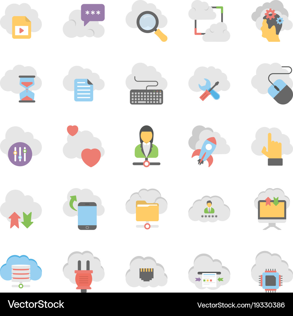 Cloud computing icons set 2 vector image