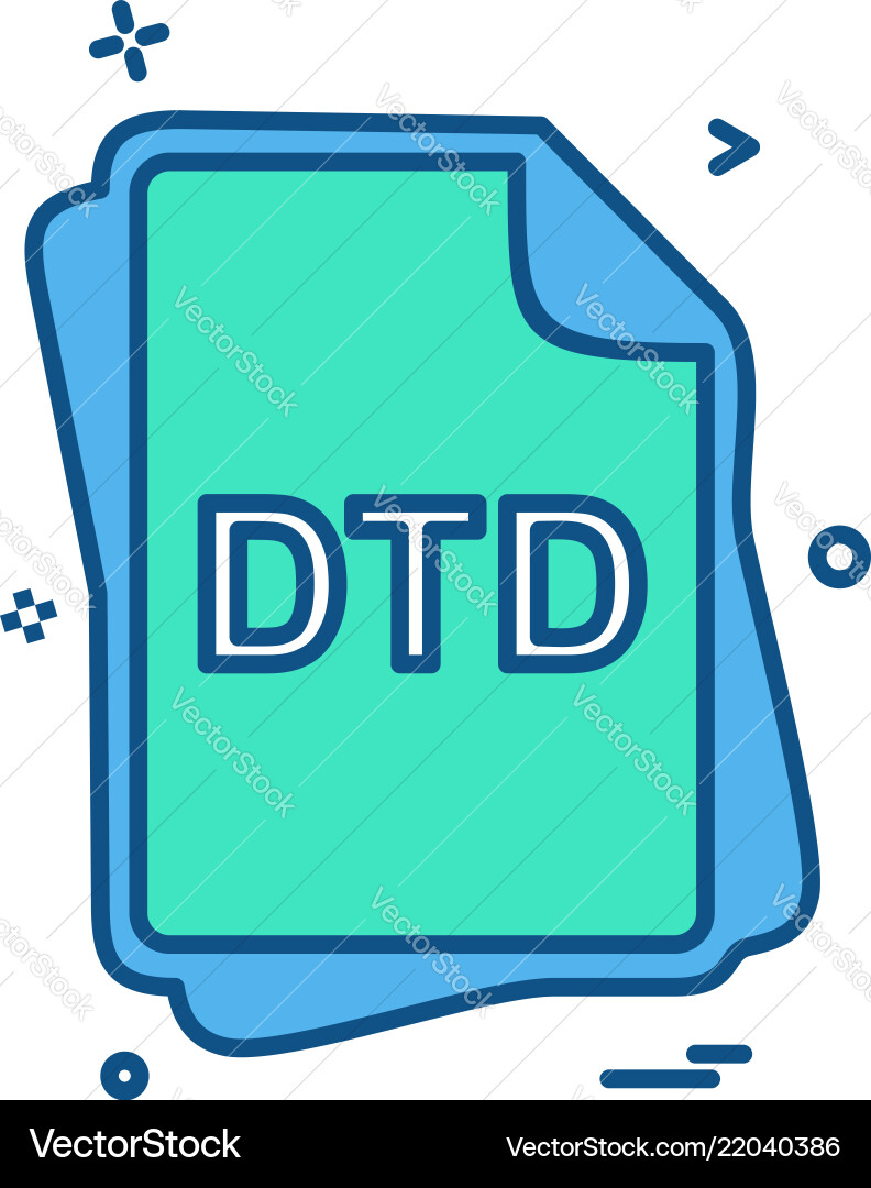 Dtd file type icon design Dtd file type icon design vector image