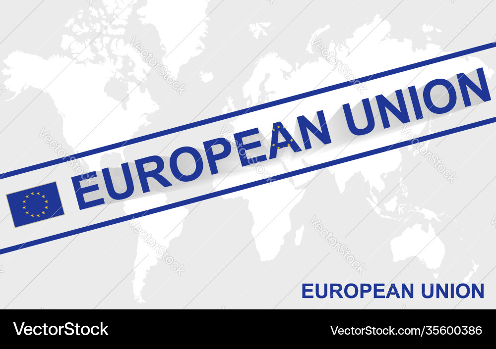 European union map flag and text Vector Image