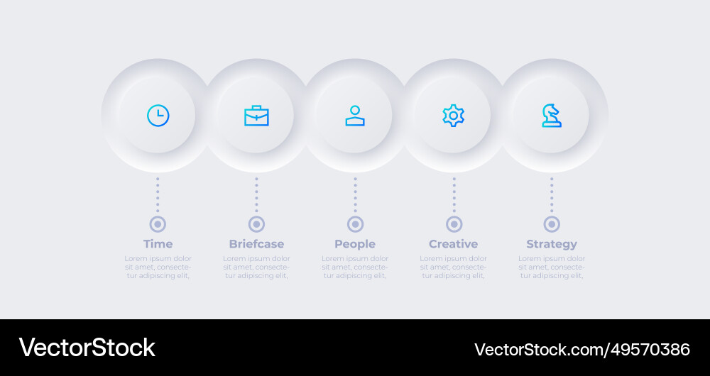 Five circles placed in horizontal row concept Vector Image