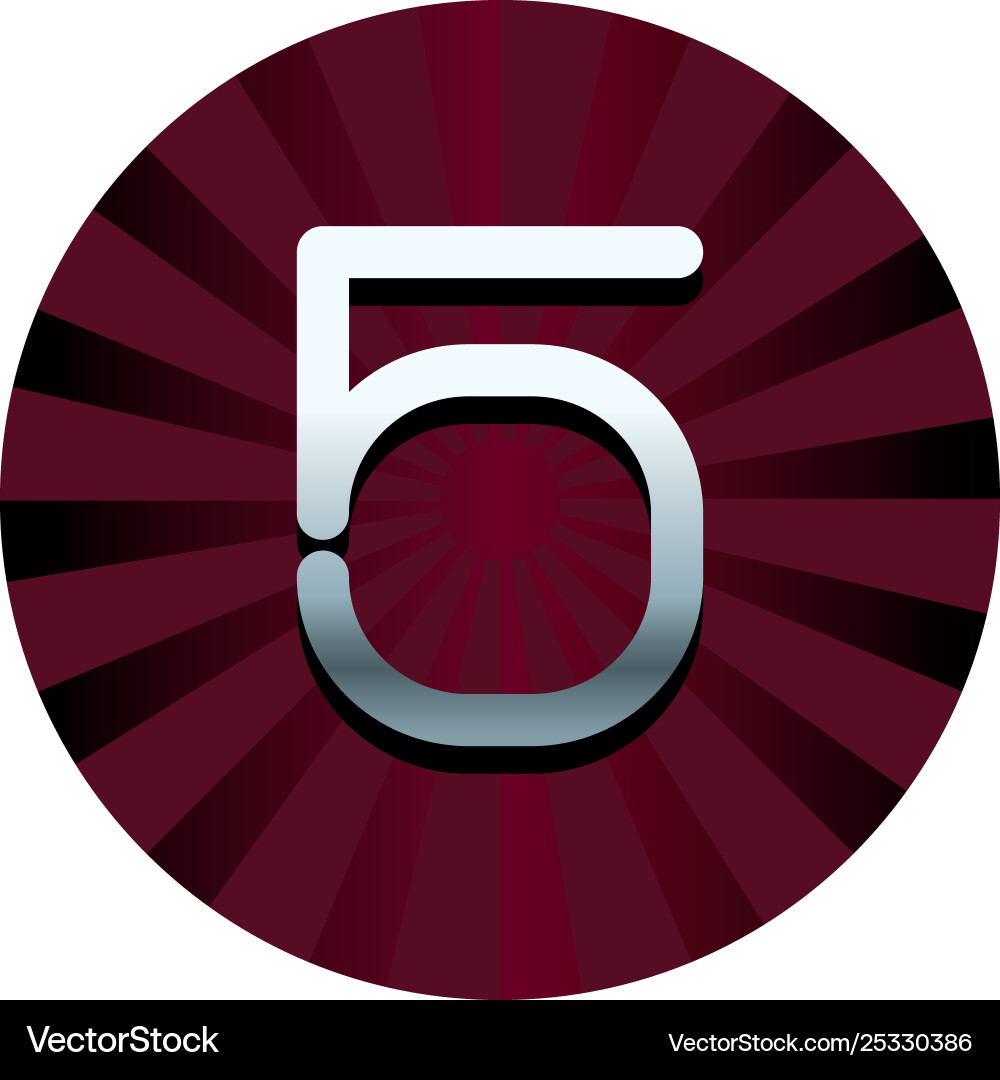 Five number in red round symbol vector image