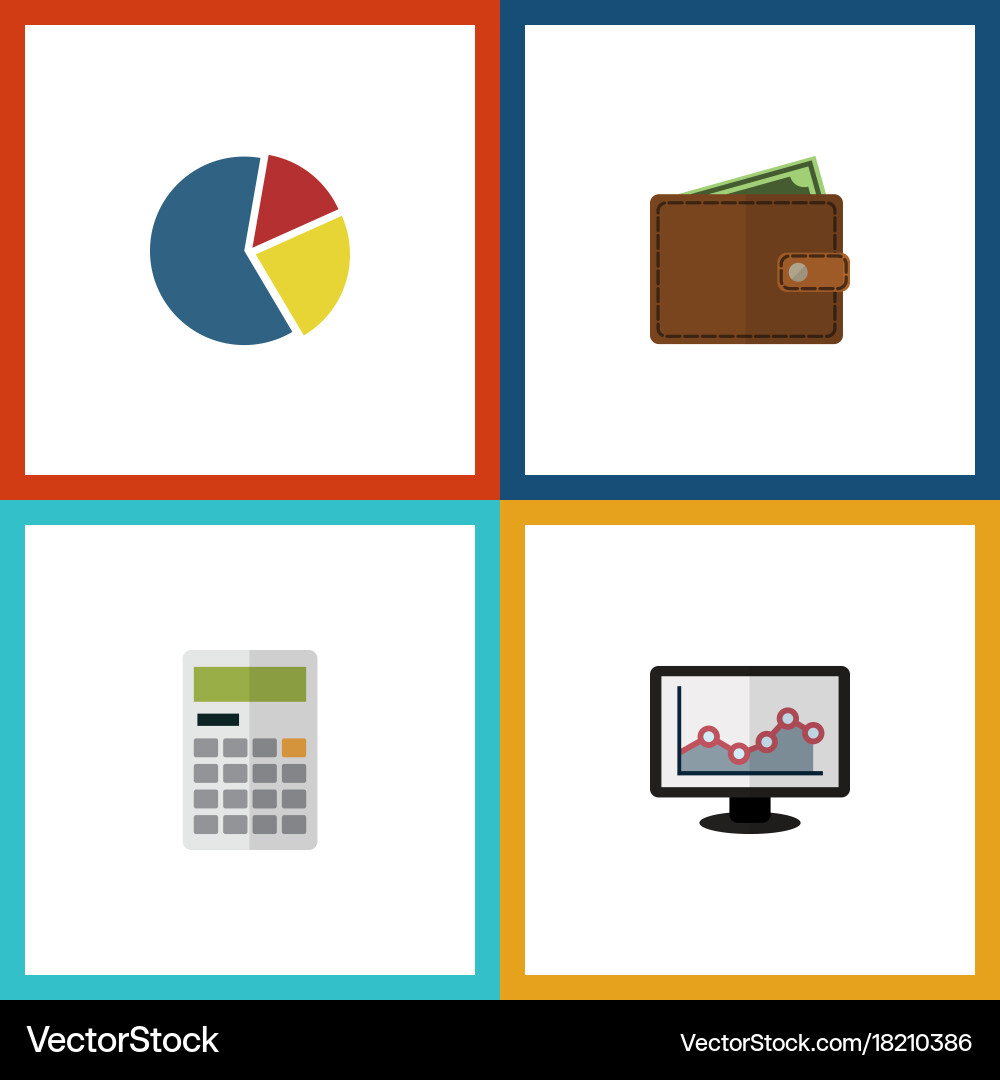 Flat icon incoming set of chart calculate vector image