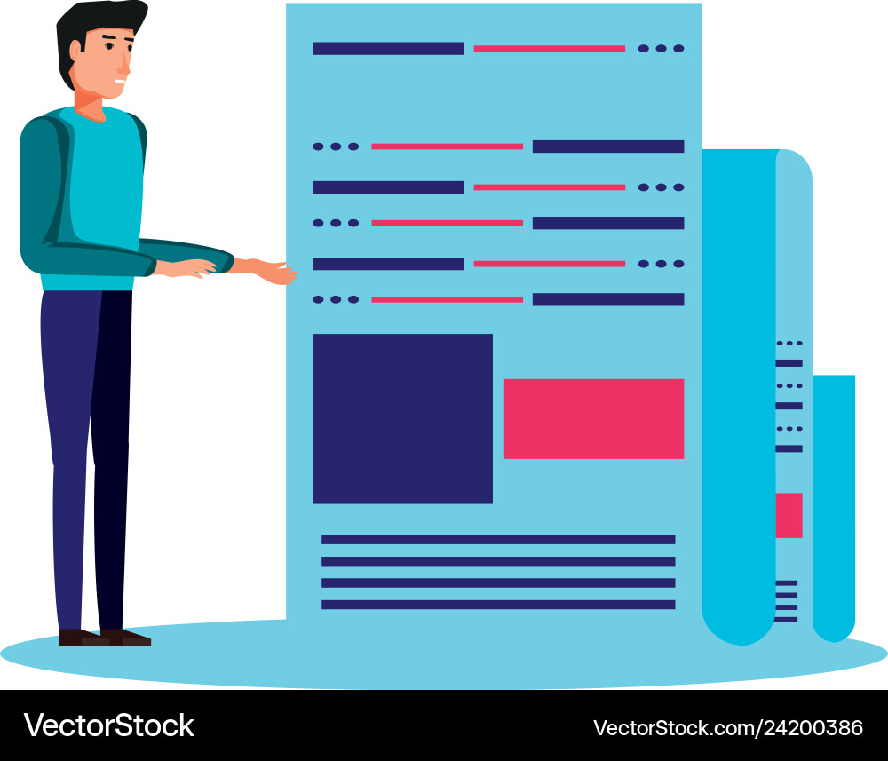 Man with paper document isolated icon vector image