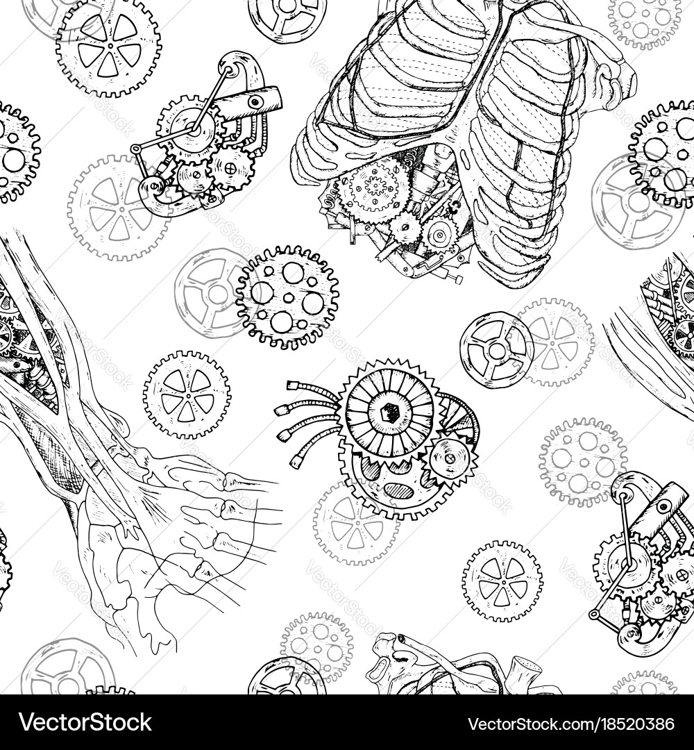 Mechanical Ribs & Cogs Pattern vector image