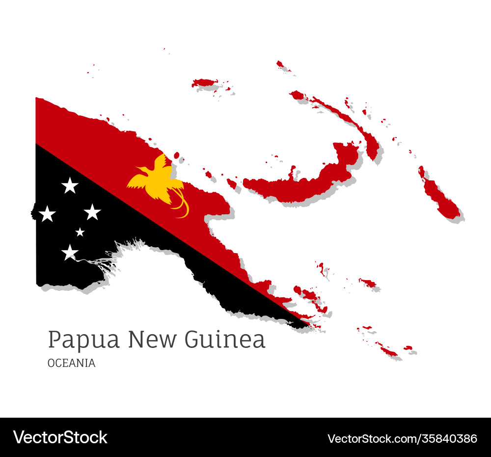 Papua New Guinea Map with Flag Vector Image