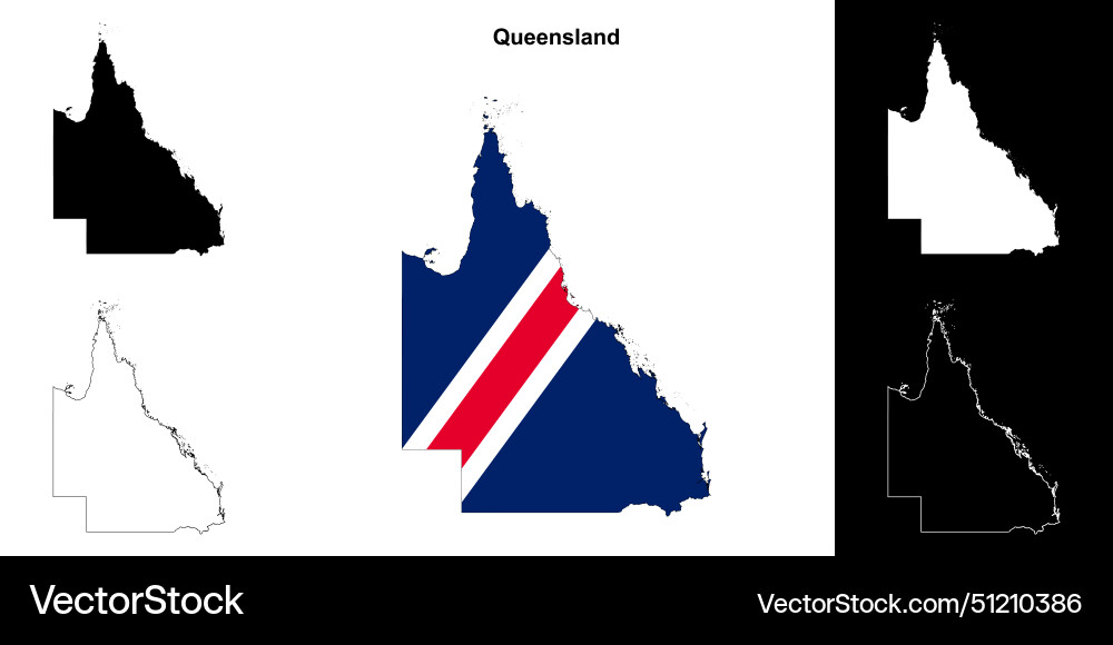 Queensland outline map Royalty Free Vector Image