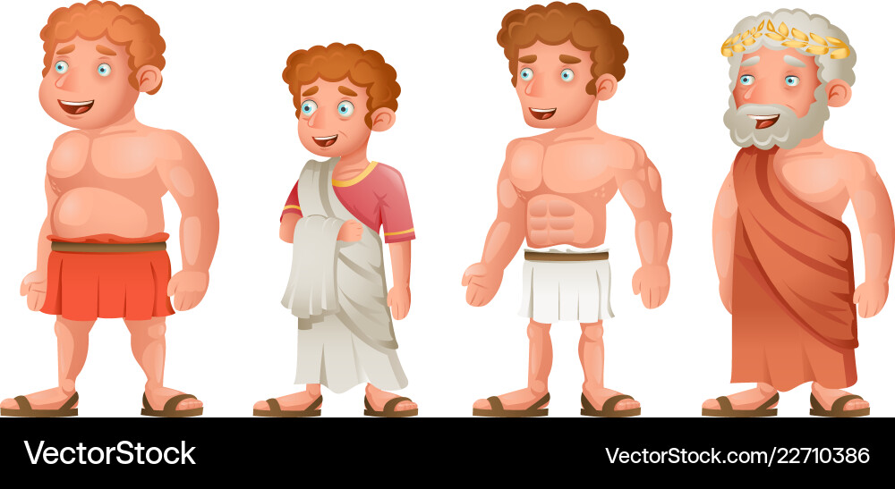 Roman greek old young strong fat toga loincloth Roman greek old young strong fat toga loincloth vector image
