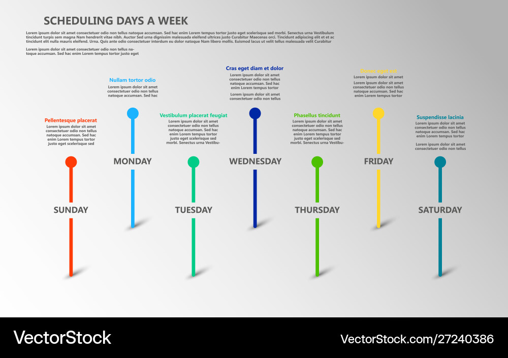 Scheduling days a week with color pointers Vector Image