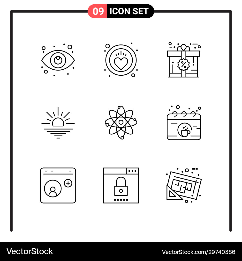 Set 9 line style icons for web and mobile Set 9 line style icons for web and mobile vector image
