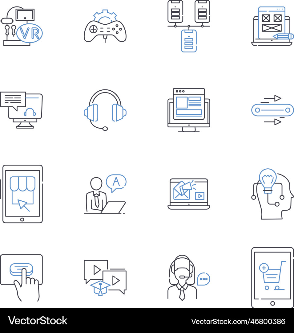 Software apps line icons collection interface Software apps line icons collection interface vector image