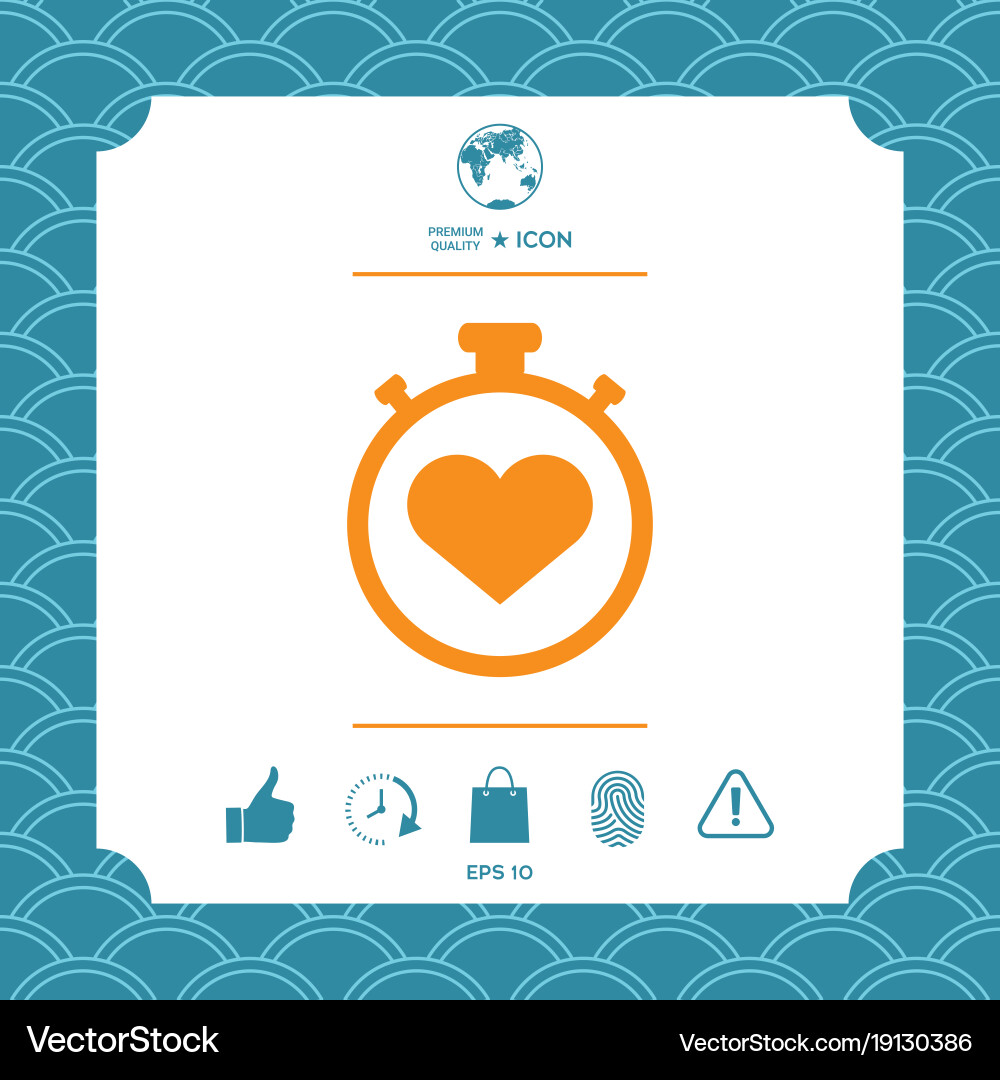 Stopwatch with heart symbol - icon timer Vector Image
