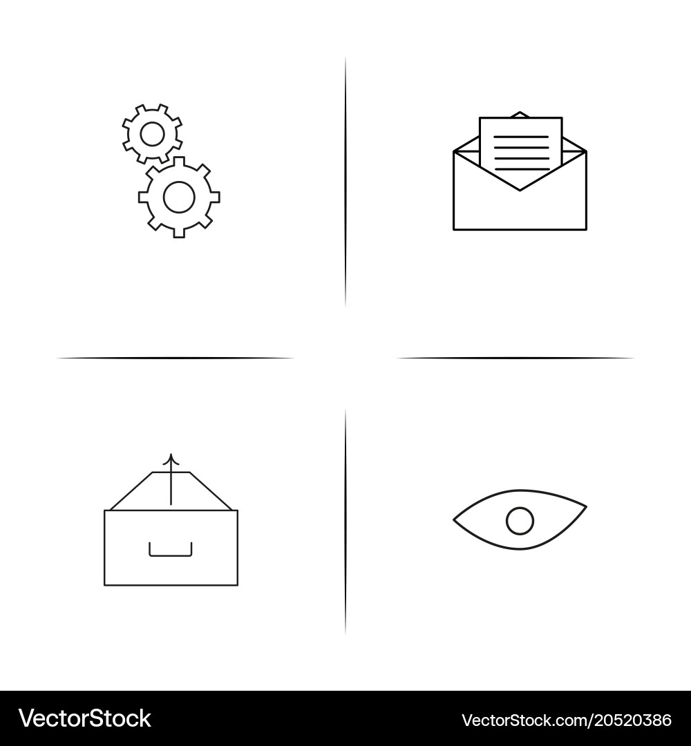 User interface simple linear icons set outlined vector image