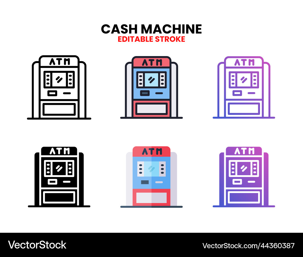 Cash machine icon set with different styles Cash machine icon set with different styles vector image