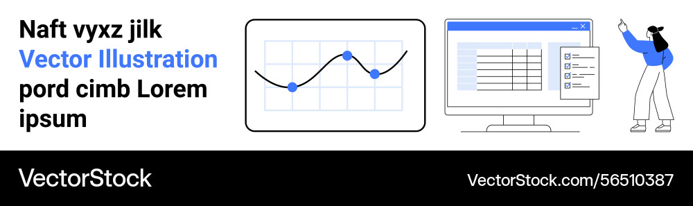 Data analysis with graph spreadsheet on monitor Data analysis with graph spreadsheet on monitor vector image