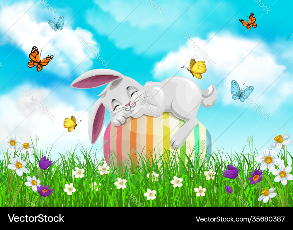 Easter Bunny with Eggs Vector Image