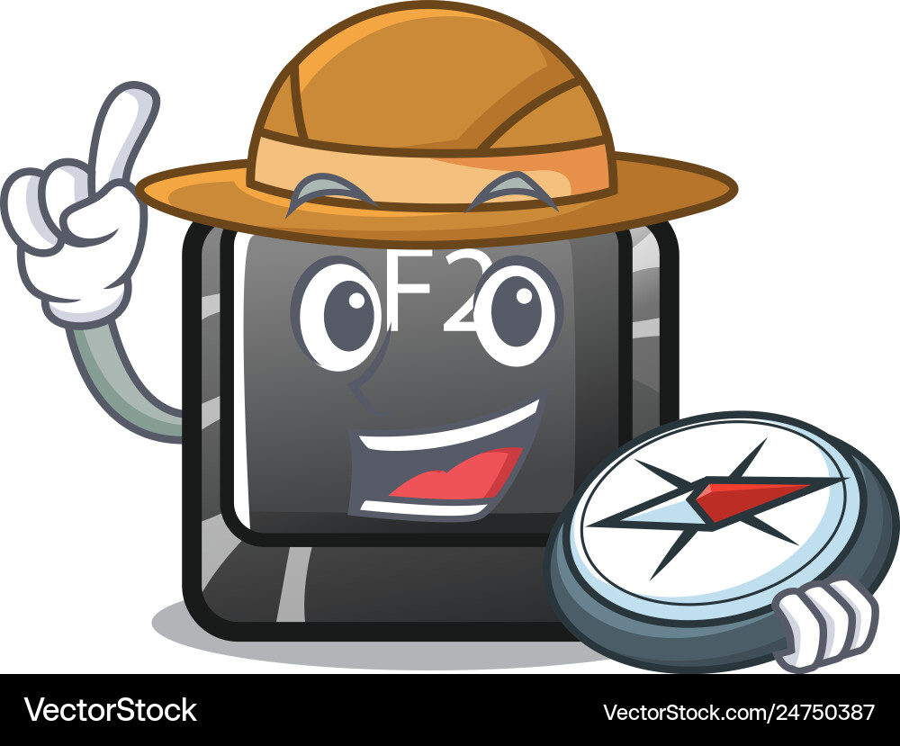 Explorer button f2 isolated with character Explorer button f2 isolated with character vector image