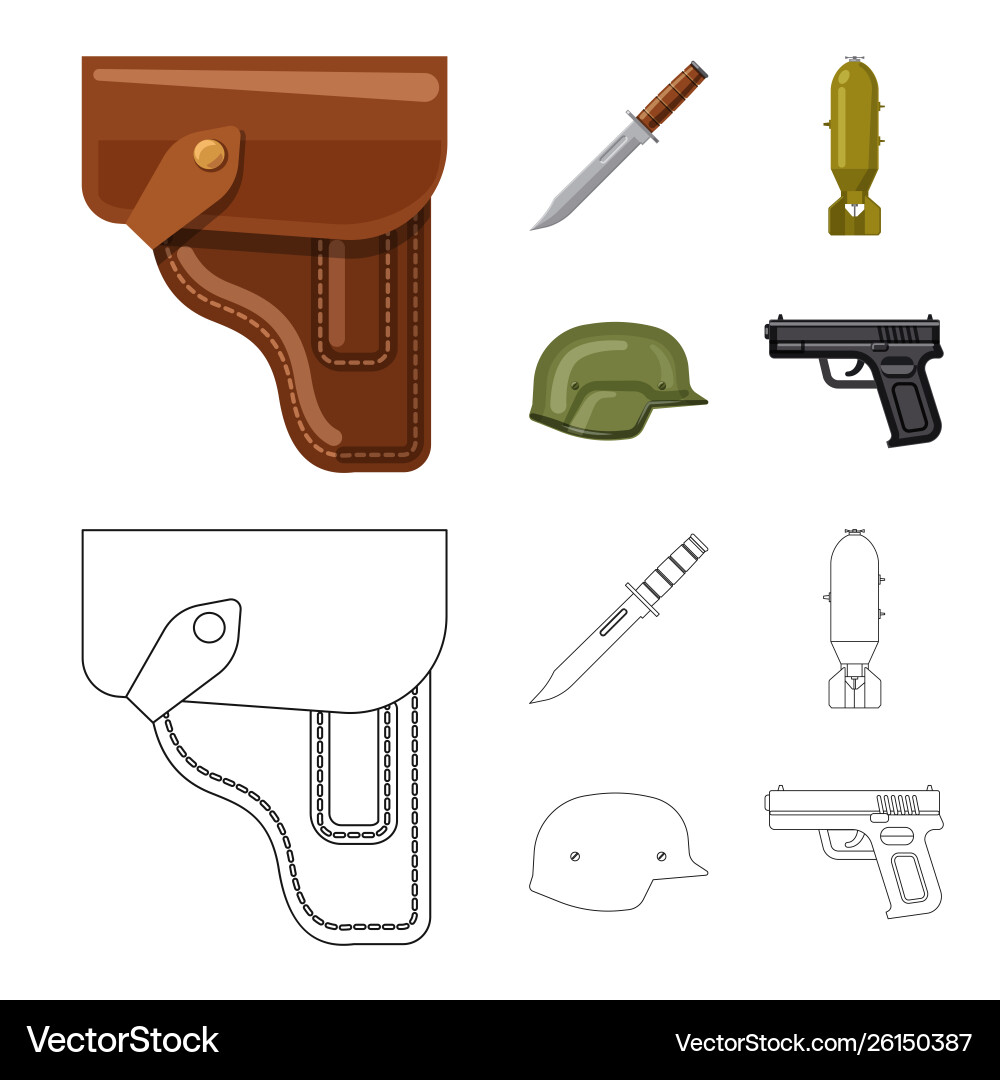 Isolated object weapon and gun sign set vector image