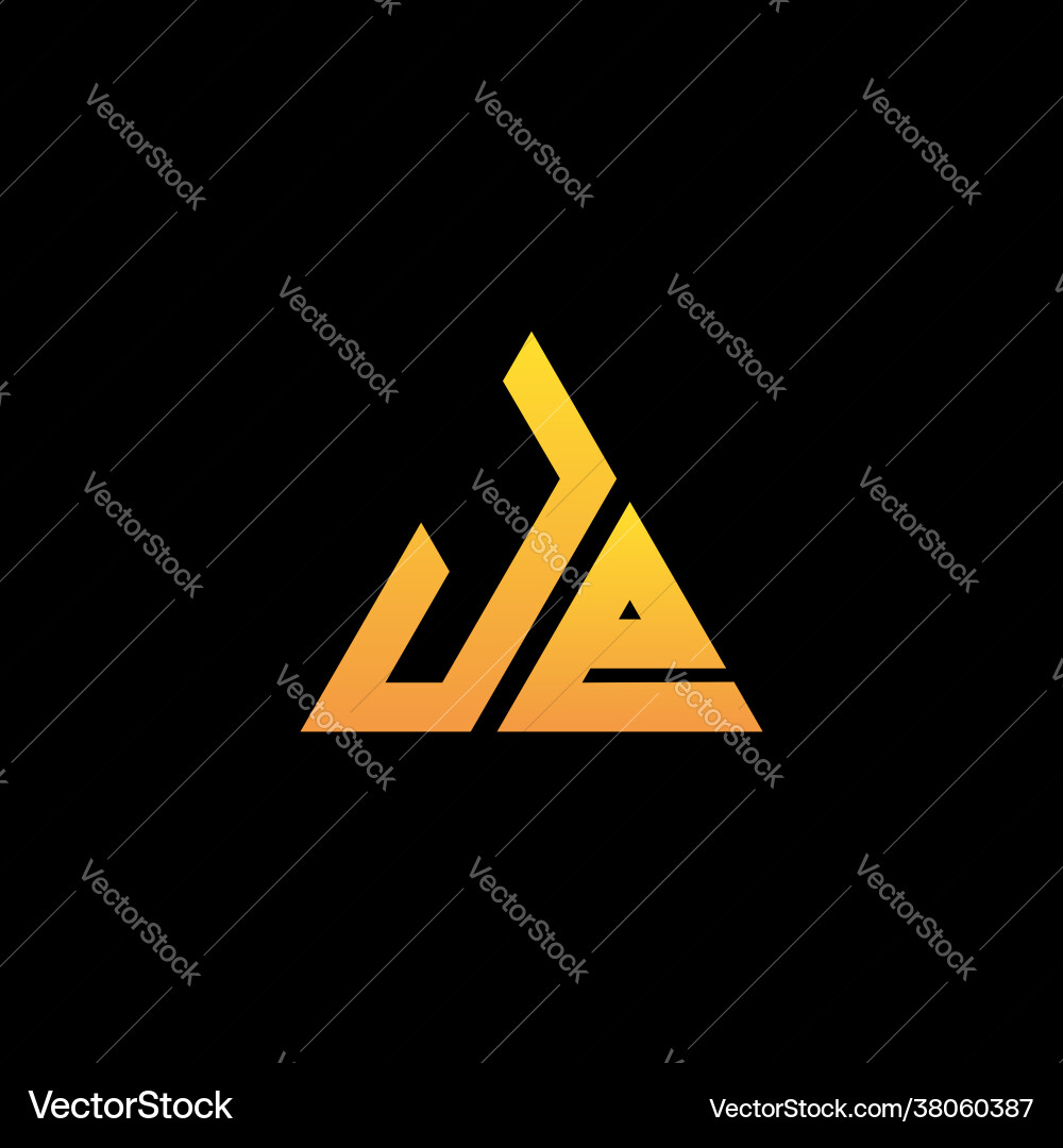 J e monogram initial logo with a yellow triangle J e monogram initial logo with a yellow triangle vector image