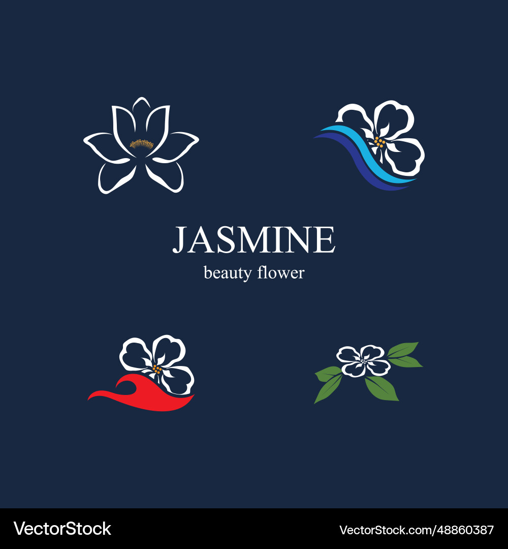 Jasmine element logo round emblem in minimal Vector Image