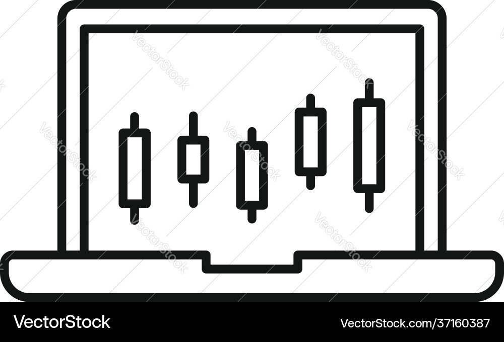 Laptop trader icon outline style Laptop trader icon outline style vector image