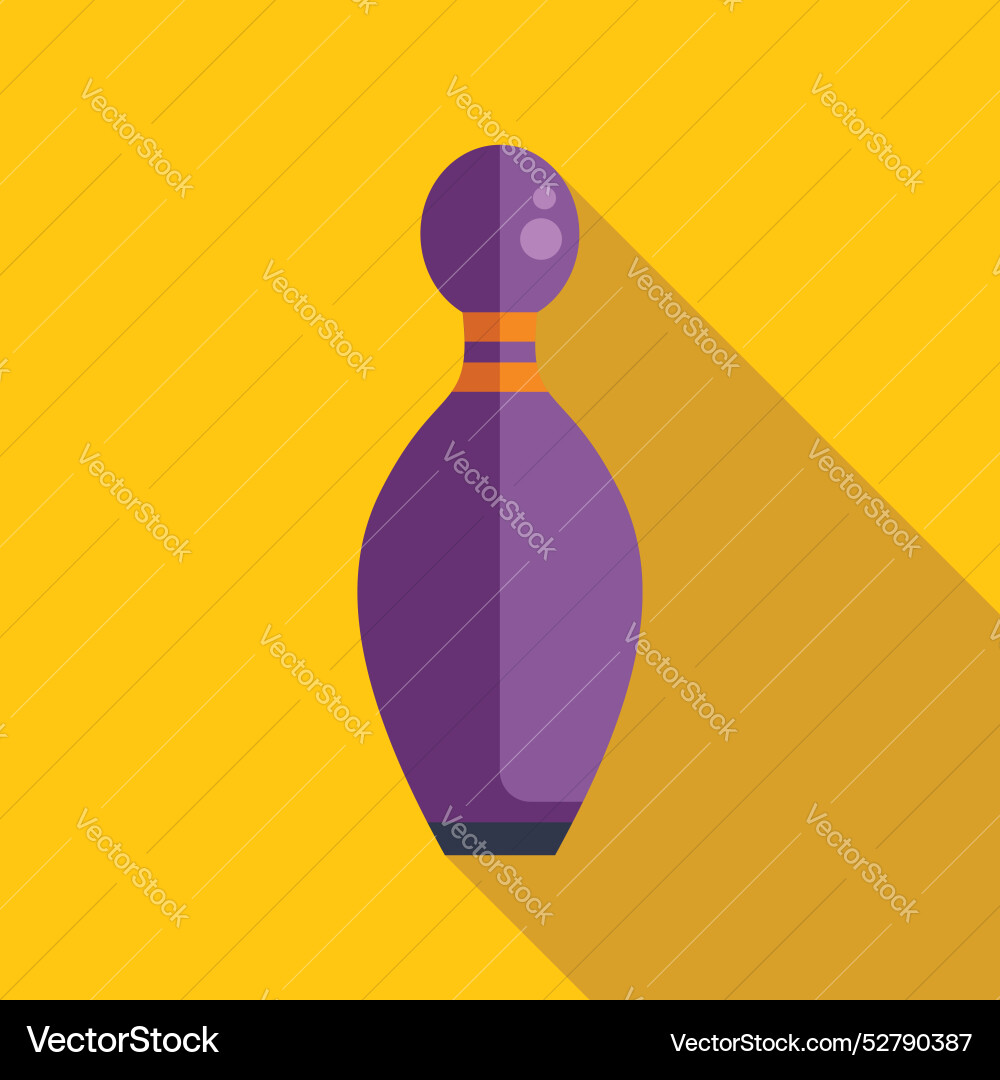 Lila Bowling Stift auf gelbem Hintergrund Lila Bowling Stift auf gelbem Hintergrund vektorbild