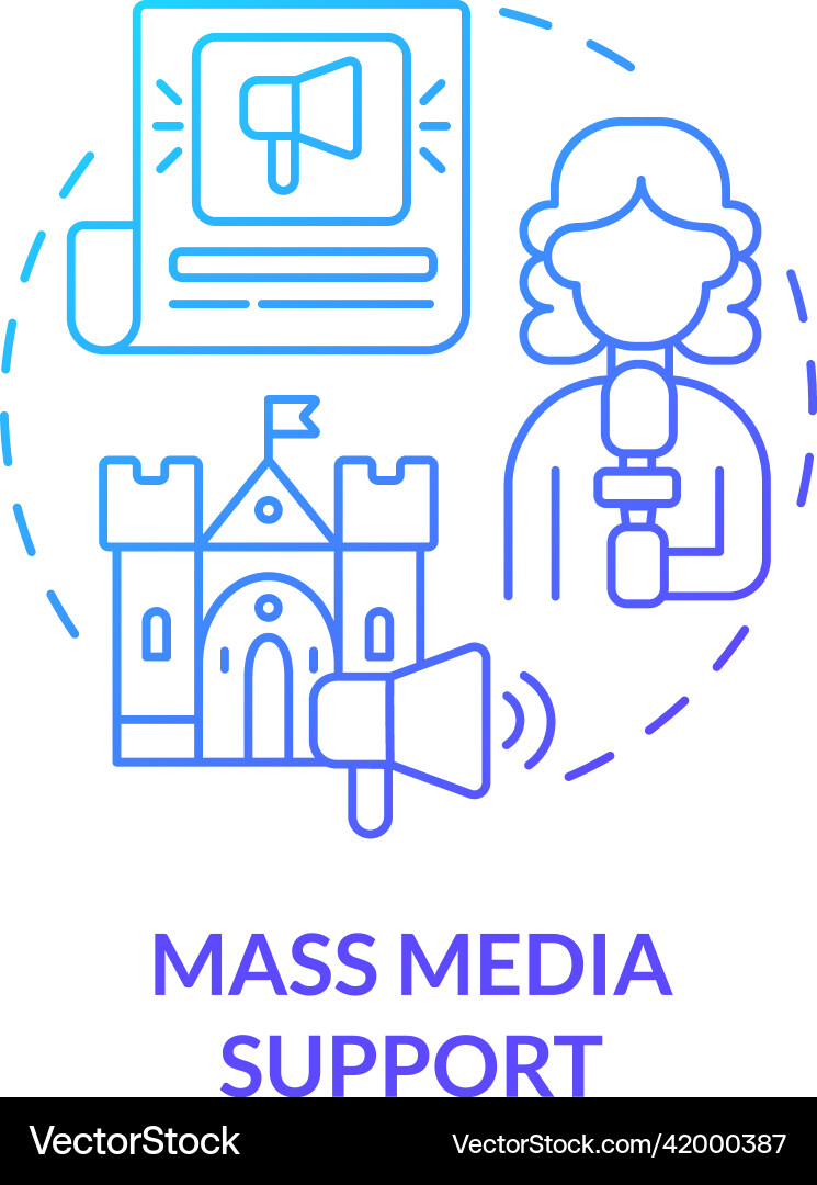 Mass media support blue gradient concept icon Mass media support blue gradient concept icon vector image