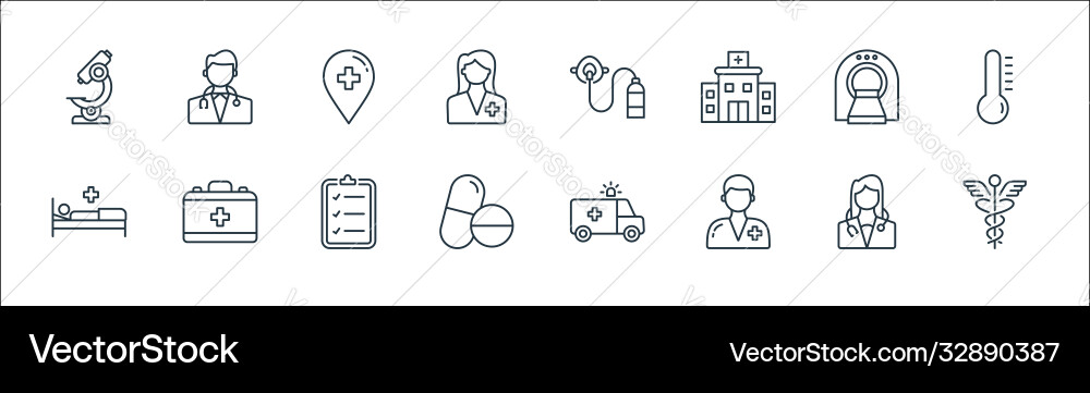 Medical line icons linear set quality Medical line icons linear set quality vector image