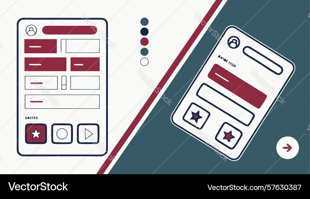 Mobile application interface with star rating vector image