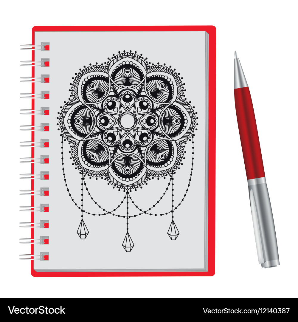 Opened notepad with pen Vector Image
