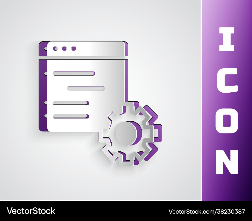 Paper cut computer api interface icon isolated Paper cut computer api interface icon isolated vector image
